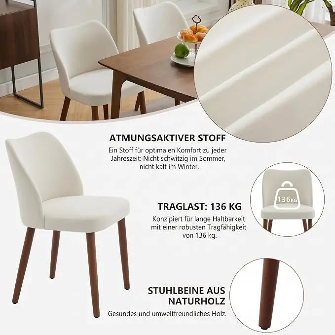 HiMISS Cushioned Dining Chairs With Wood Legs Set Of Two