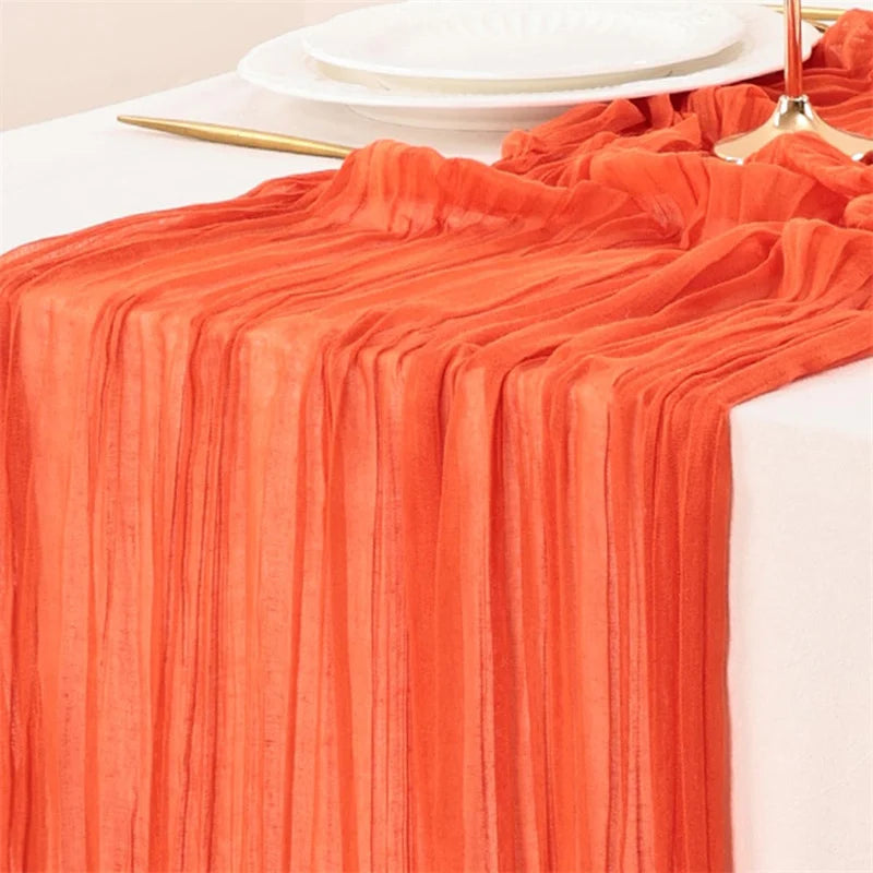 90x300 cm Knit Cloth Table Runner Wedding Birthday Party Banquet Decoration Gauze Fabric Voile Table Cloth Twist Table Cover