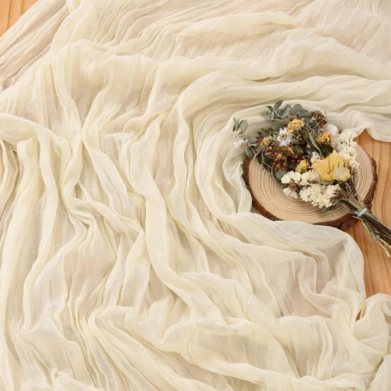 90x300 cm Knit Cloth Table Runner Wedding Birthday Party Banquet Decoration Gauze Fabric Voile Table Cloth Twist Table Cover