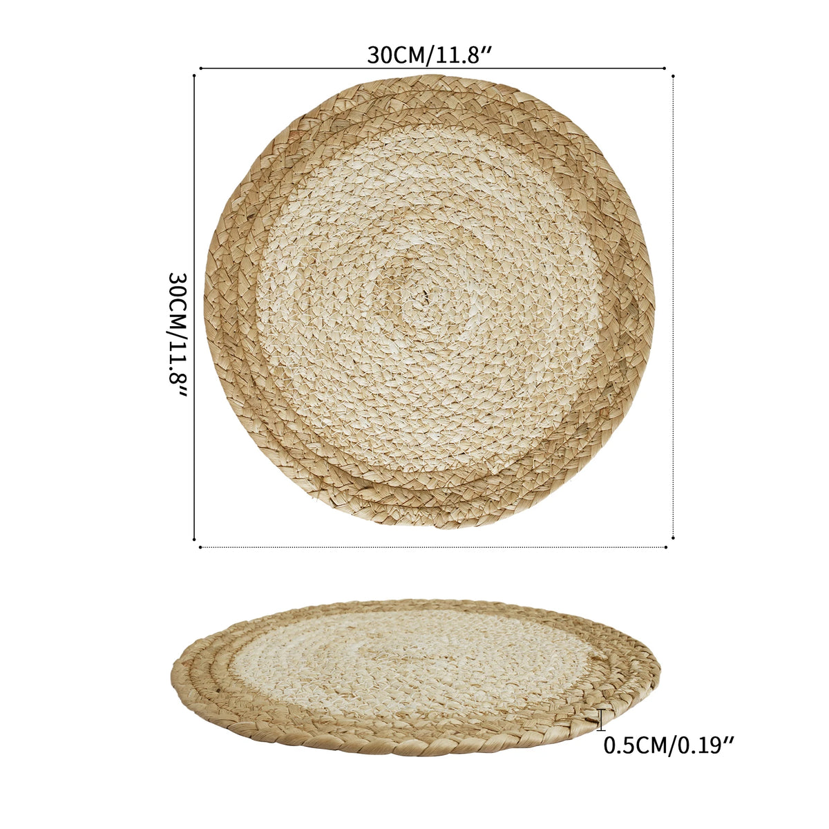 Set of 6 30cm Round Woven Placemats Wicker Rattan Handwoven Insulation Pad Boho Braided Natural Water Hyacinth Place Mats For Dining Home Wedding Party Decoration