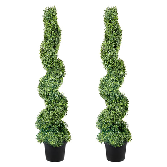 Artificial Boxwood Spiral Topiary Plants With Replacement Leaves
