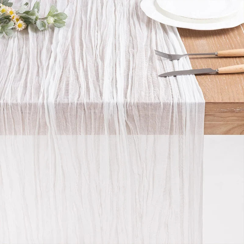 90x300 cm Knit Cloth Table Runner Wedding Birthday Party Banquet Decoration Gauze Fabric Voile Table Cloth Twist Table Cover
