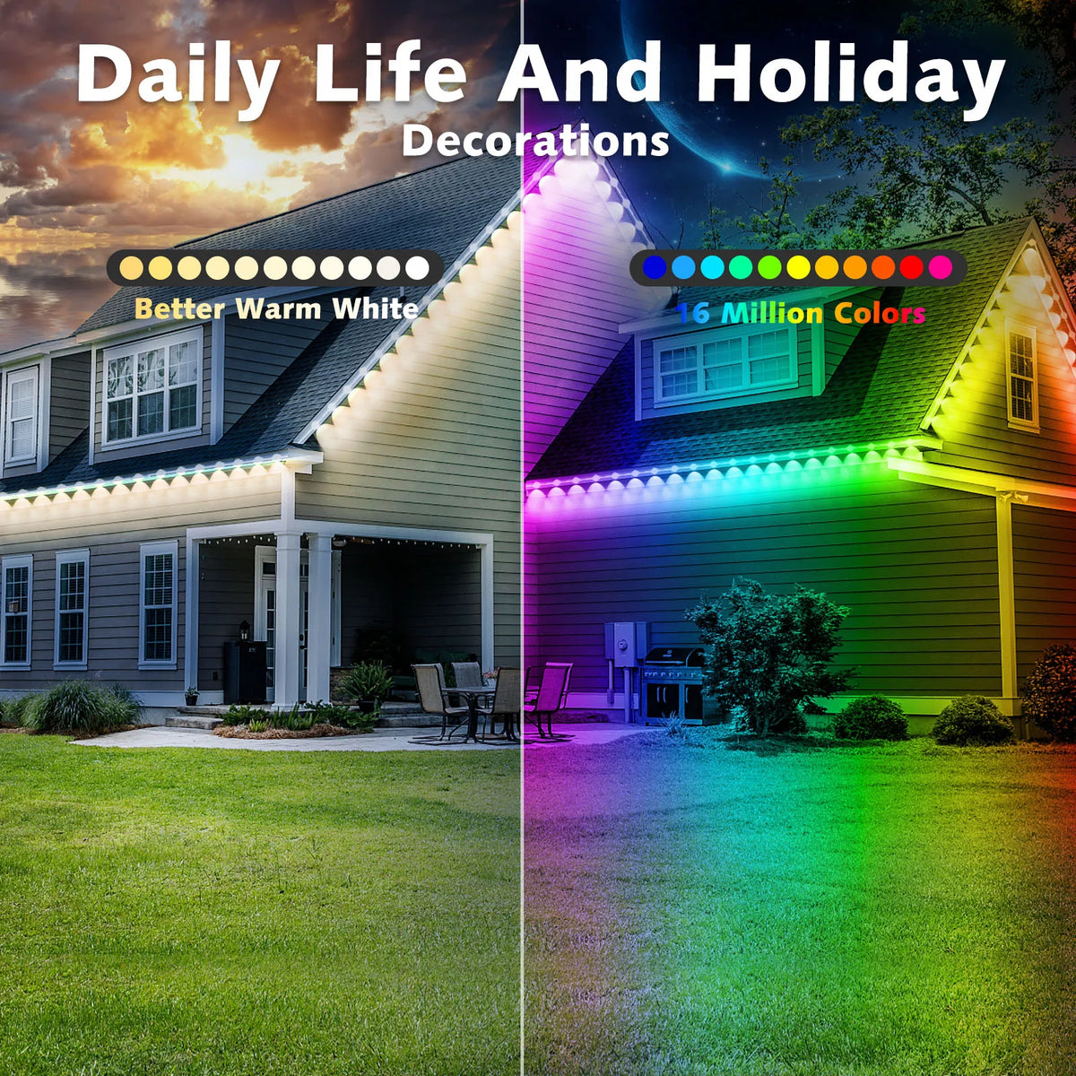 RCUICA Smart App Controlled Permanent Outdoor RGB LED Eaves Lights