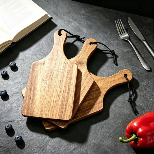 Acacia Wood mini Cutting Board 3-Piece Set, Wooden Meat Platter, Kitchen Meat Pizza, Cheese Bread, Vegetables, Good Gifts