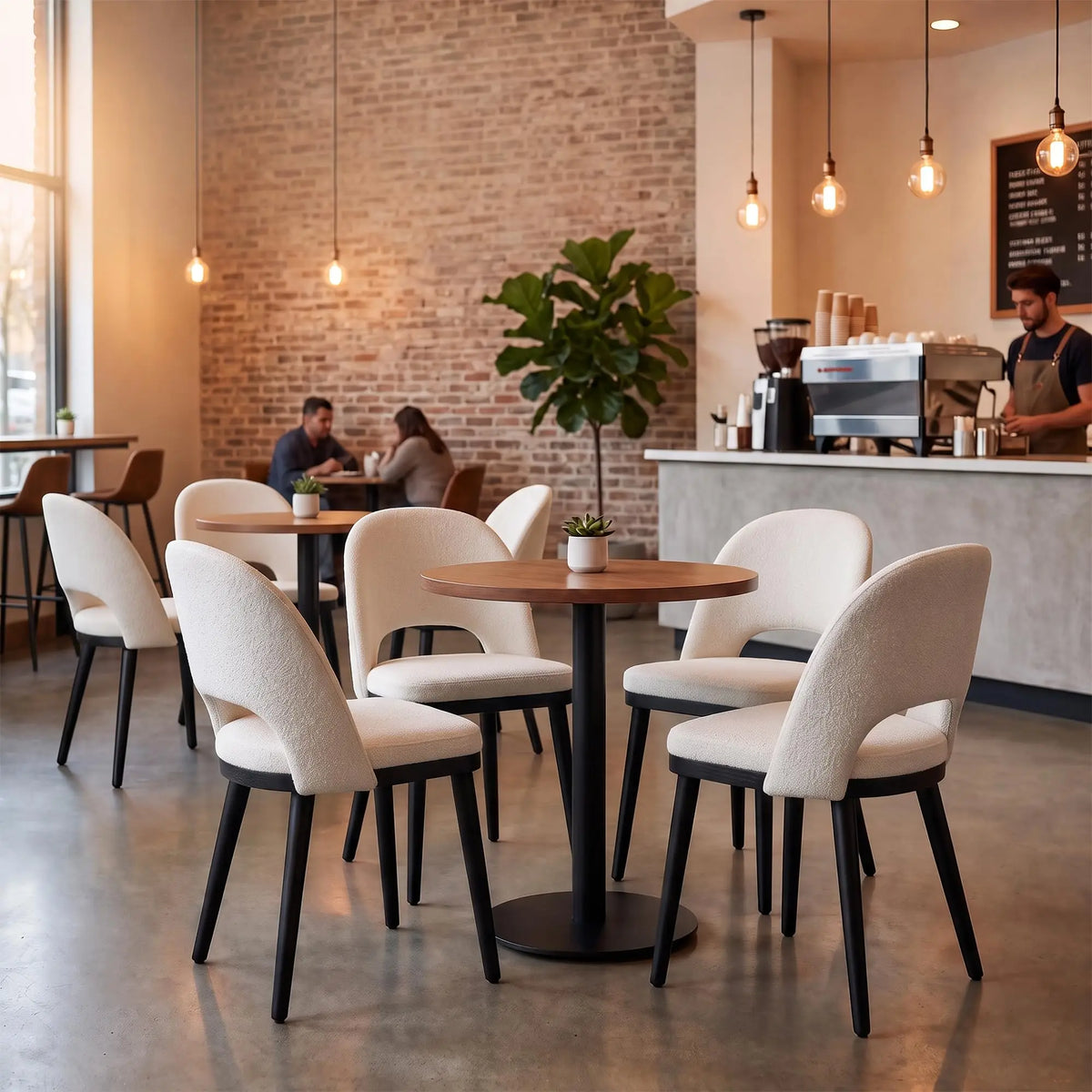 Modern Wooden Dining Chairs With Upholstered Seats And Reinforced Frames