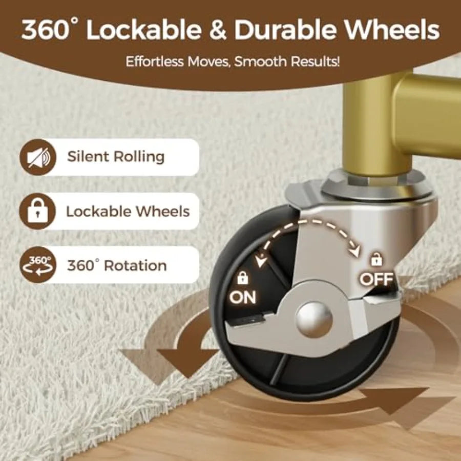 Rolling Double Rod Garment Rack With Wheels For Hanging Clothes