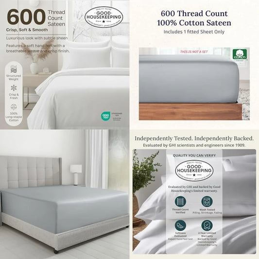 Soft Deep Pocket Fitted Sheet With Smooth Sateen Weave