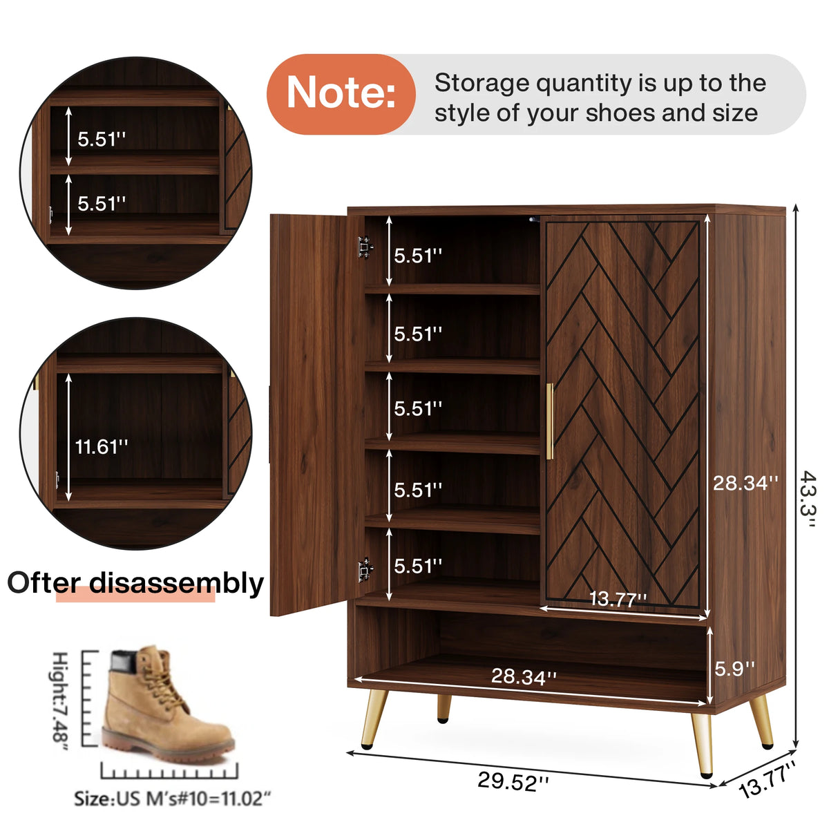Tribesigns Wooden Shoe Cabinet With Doors And Adjustable Shelves