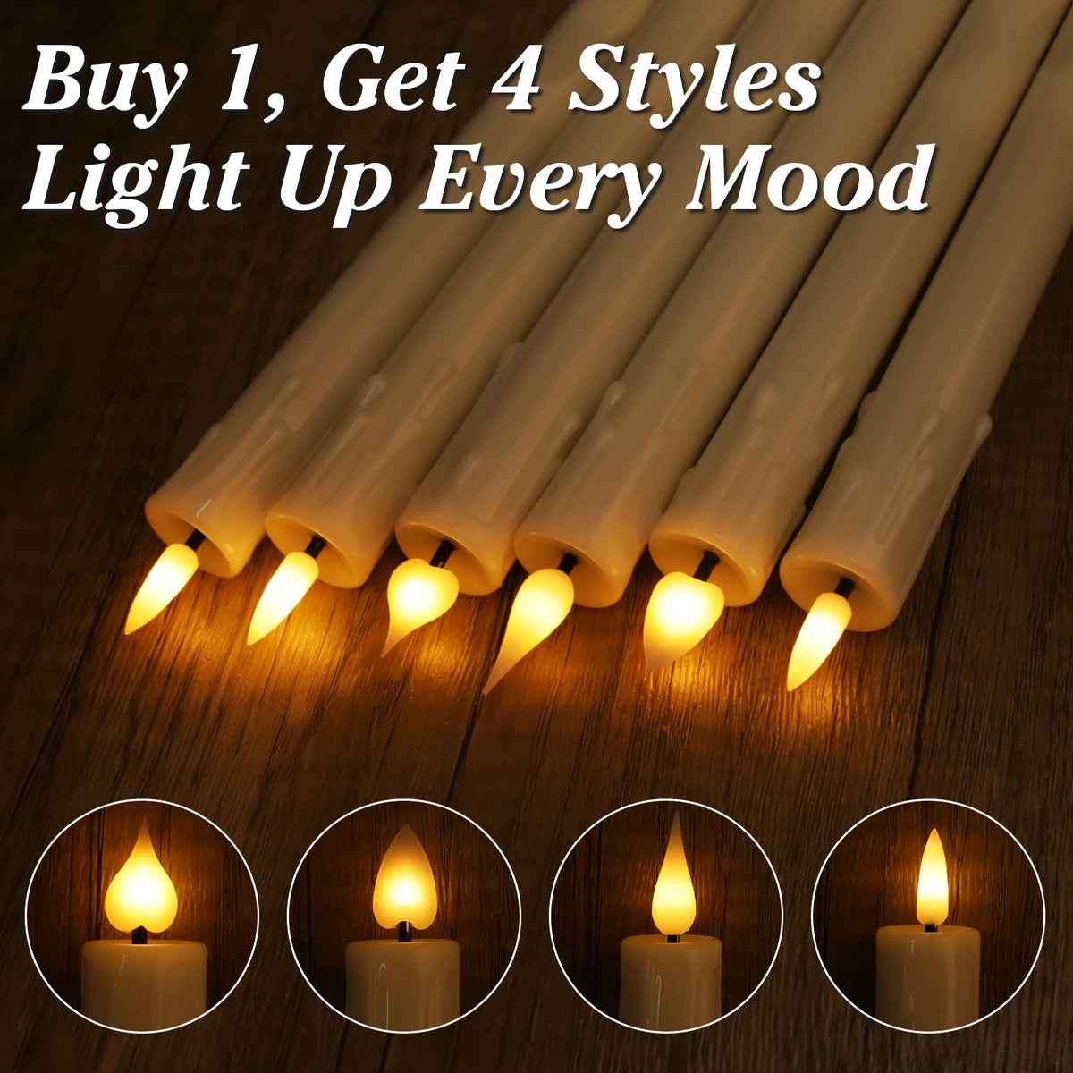 6 Pack Flameless Taper Candles With Remote Realistic Flickering Battery Operated Candlesticks Ivory LED Plastic Candle Safe for Weddings Table Decor Christmas and Halloween
