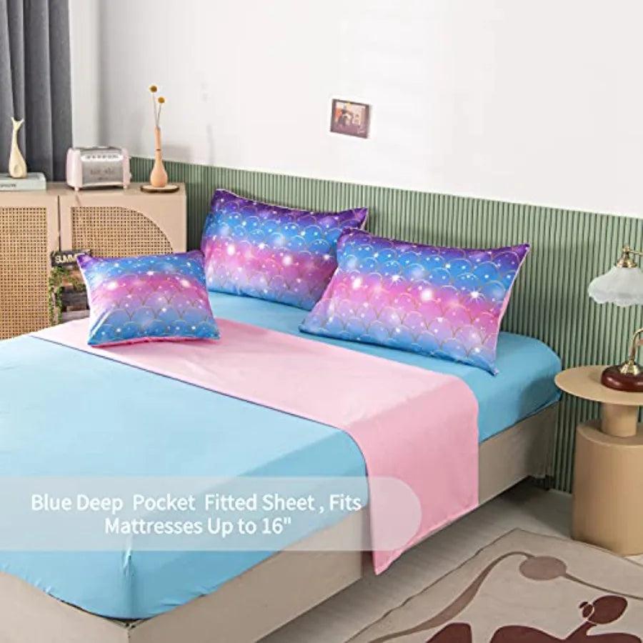 Rainbow Glitter Comforter Bedding Set With Pillow Shams