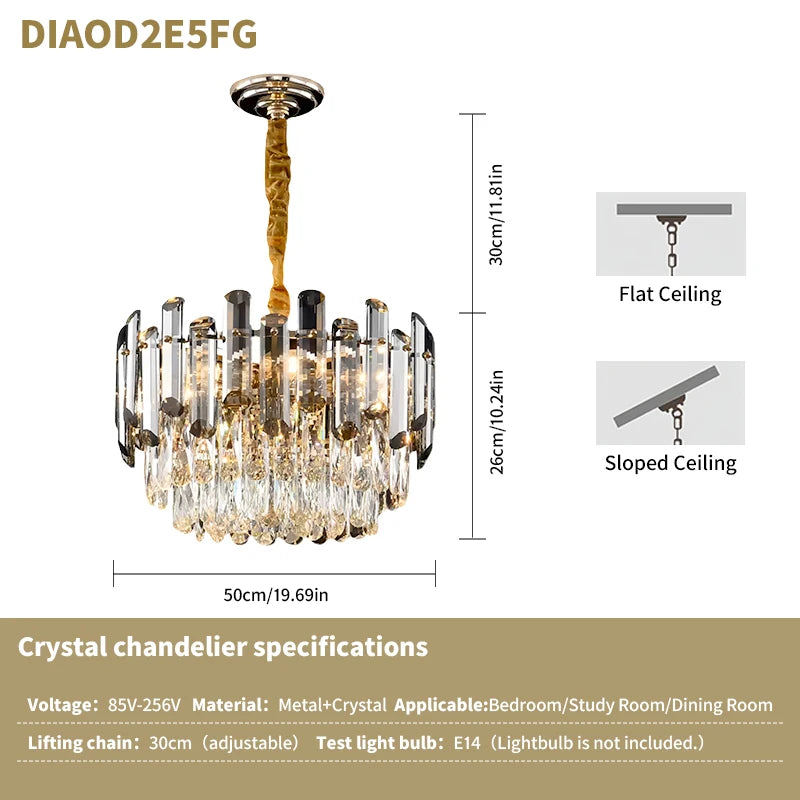 PIBAOGU Modern K9 Crystal Chandelier for Dining and Living Rooms