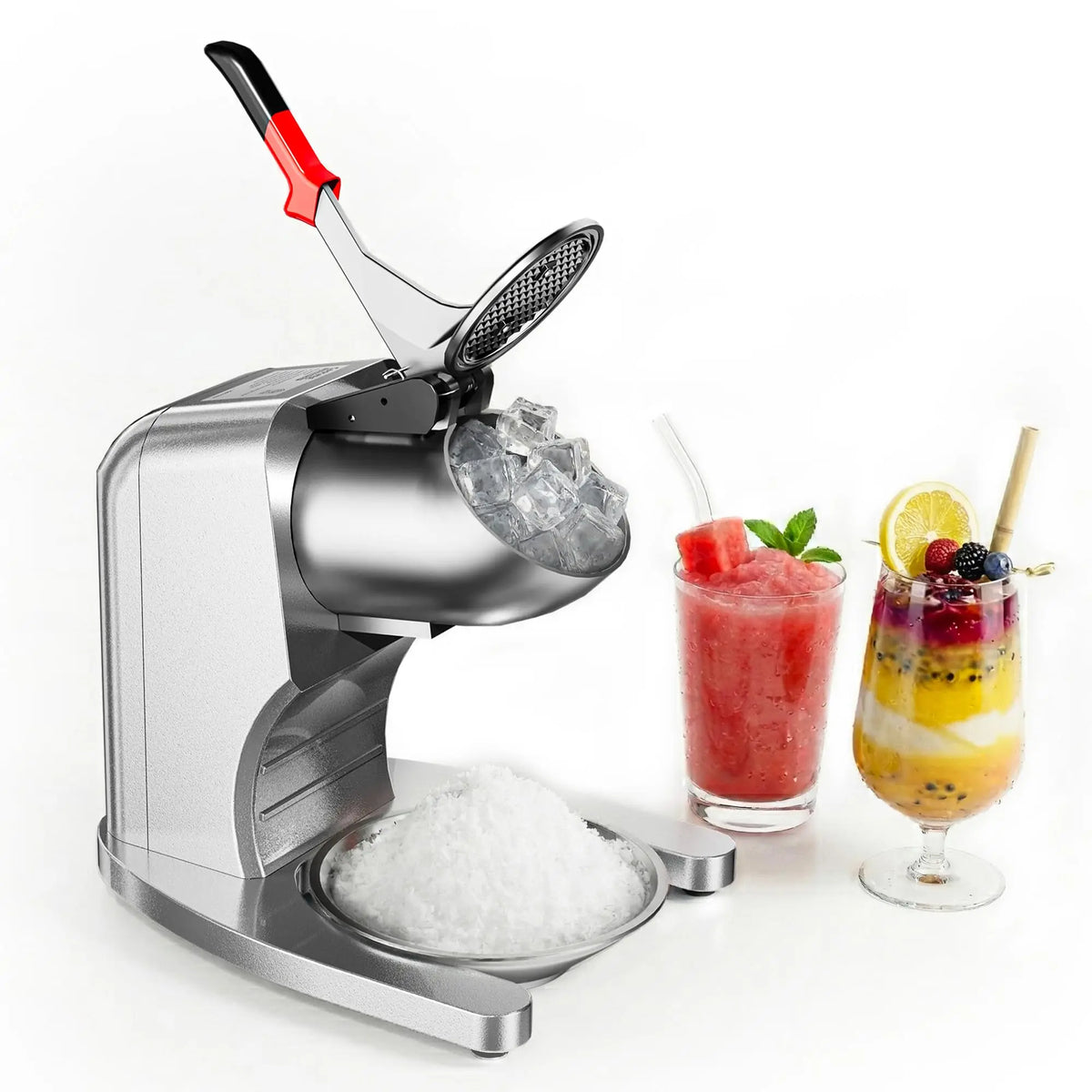 350W Electric Ice Crusher Machine, 250LBS/H Commercial Ice Shaver with 4 Blades, 20000RPM Snow Cone Maker for Shaved Ice, Smoothies and Cocktails