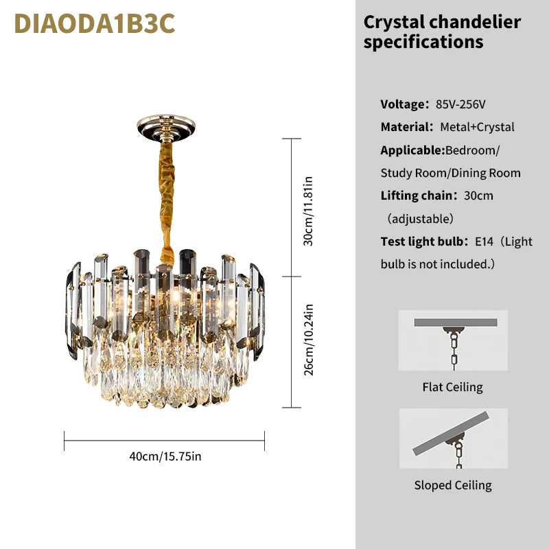PIBAOGU Modern K9 Crystal Chandelier for Dining and Living Rooms