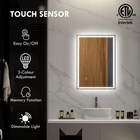 HOMCOM Dimmable LED Bathroom Vanity Mirror With Touch Memory