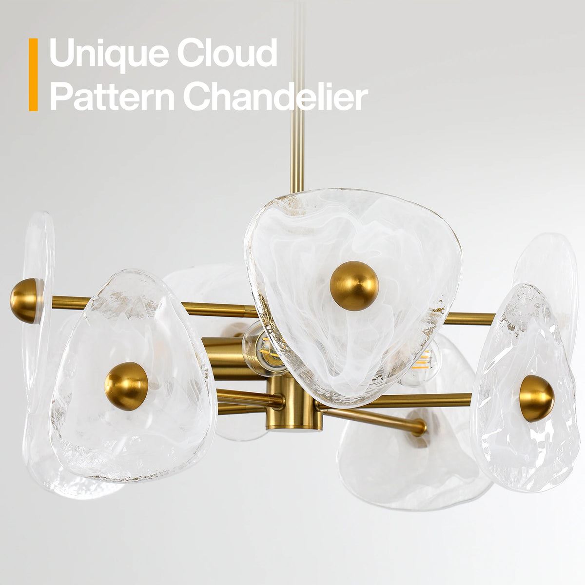 Modern Four Light Glass Led Chandelier Adjustable Hanging Pendant