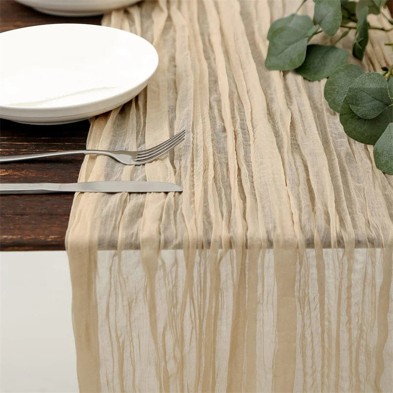 90x300 cm Knit Cloth Table Runner Wedding Birthday Party Banquet Decoration Gauze Fabric Voile Table Cloth Twist Table Cover