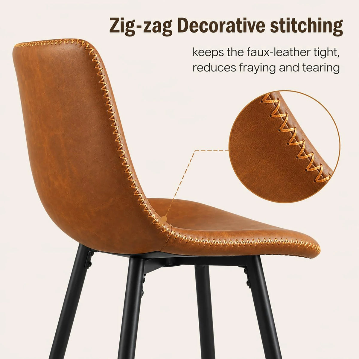 HiMISS Faux Leather Bar Stools With Backs Set Of Four