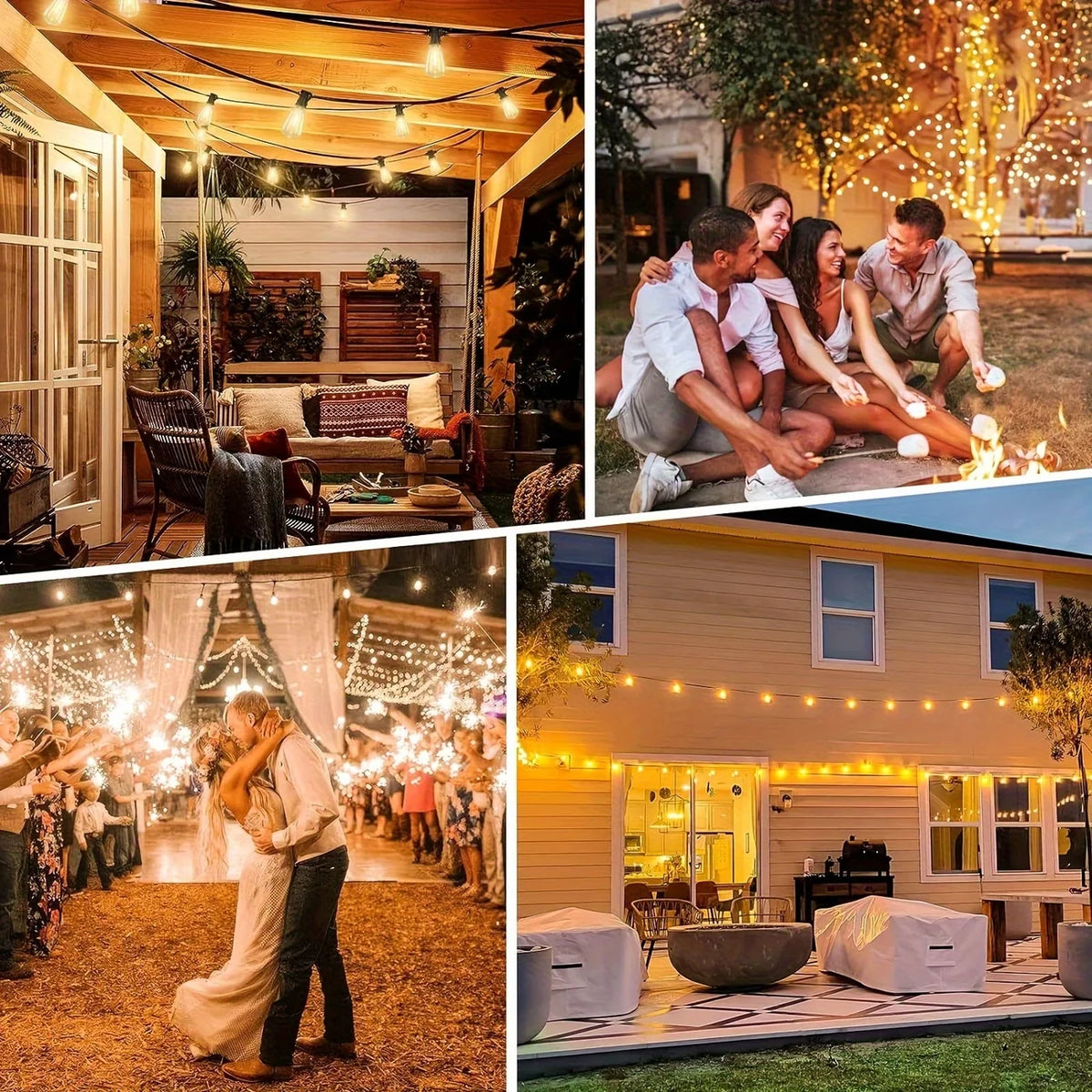 Solar Powered Outdoor String Lights With Remote Control Waterproof Lights