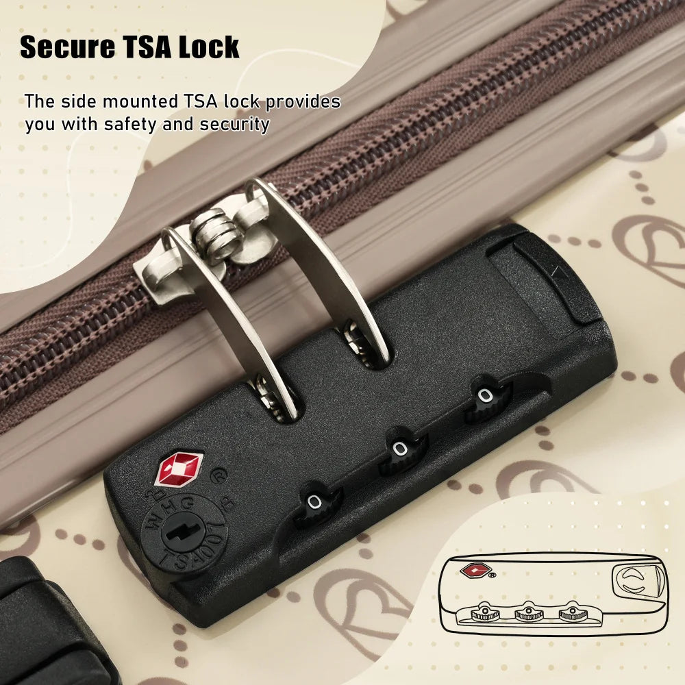 Five Piece Hardside Luggage Set With TSA Lock And Spinner Wheels