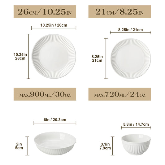 MALACASA Ceramic Dinnerware Set With Dinner Plates And Bowls
