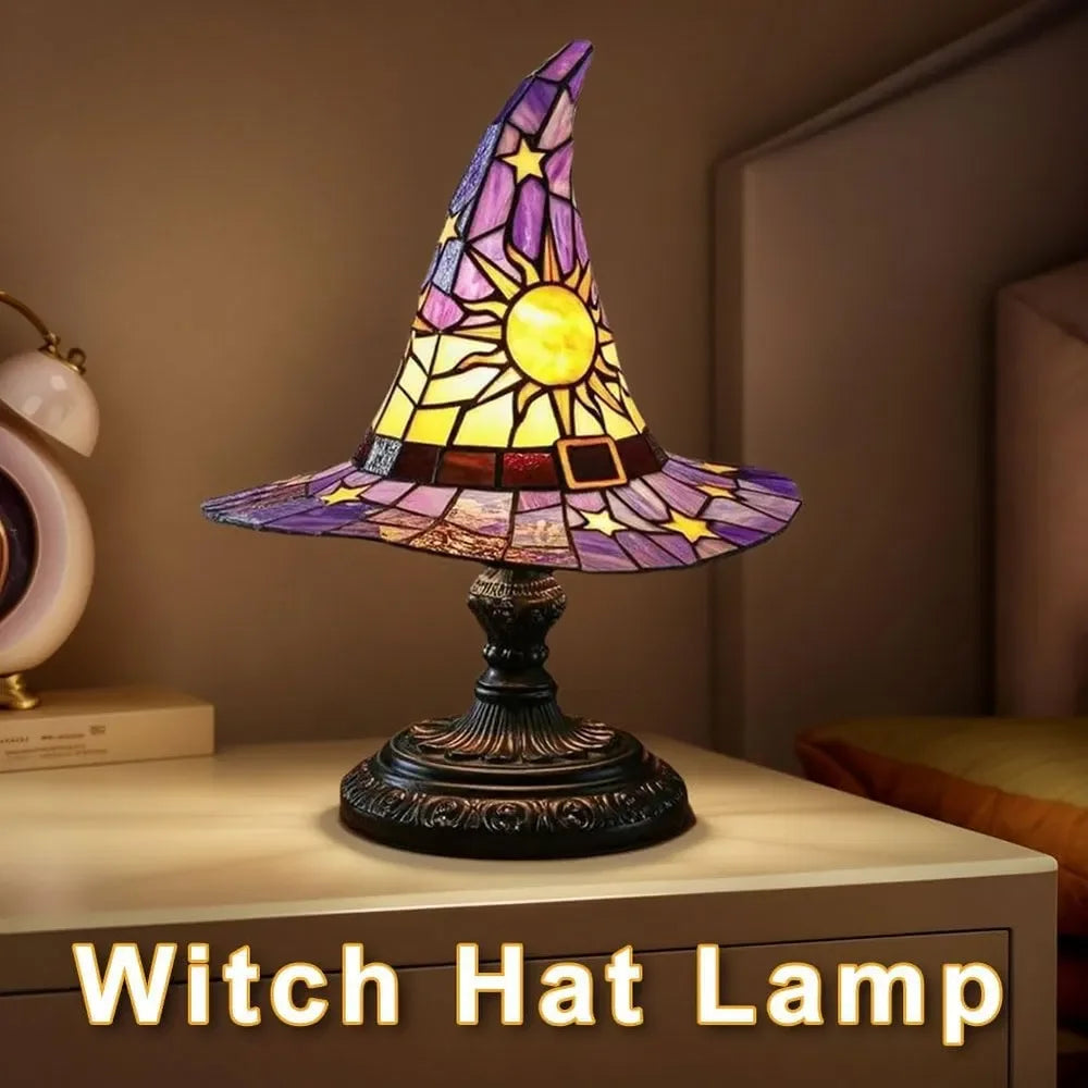 Witch Hat Resin Lamp Gothic Halloween Table Decor Night Light