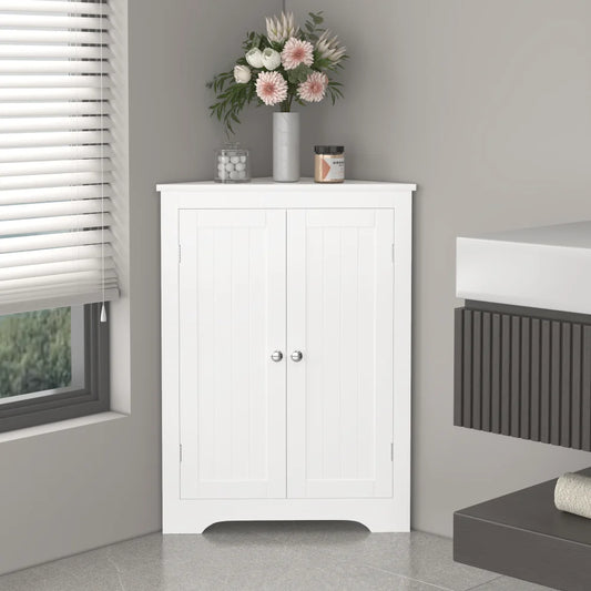 Orraves Corner Storage Cabinet With Two Doors and Adjustable Shelves