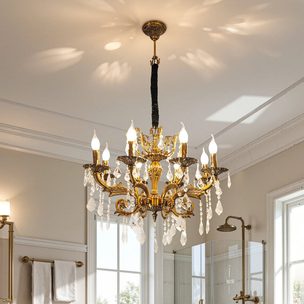 Vintage Crystal Chandelier Ceiling Light Pendant Fixture With Bulbs