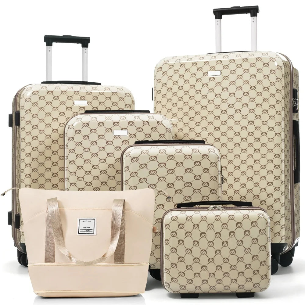 Five Piece Hardside Luggage Set With TSA Lock And Spinner Wheels