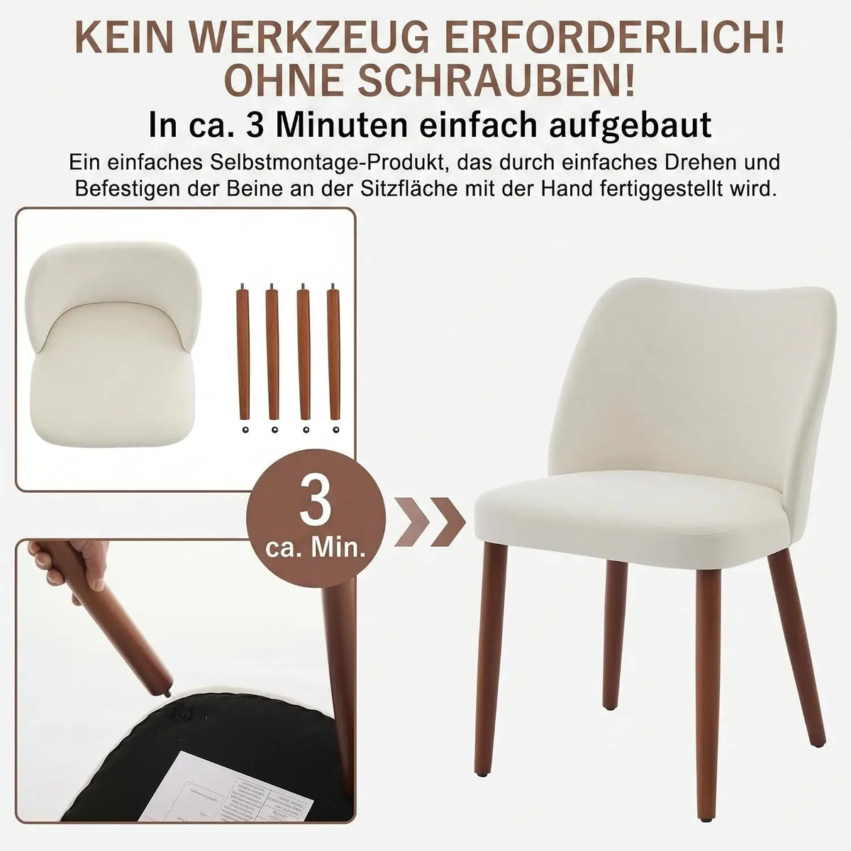 HiMISS Cushioned Dining Chairs With Wood Legs Set Of Two
