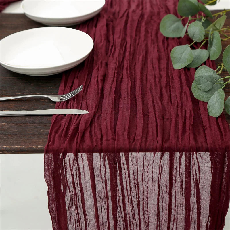90x300 cm Knit Cloth Table Runner Wedding Birthday Party Banquet Decoration Gauze Fabric Voile Table Cloth Twist Table Cover