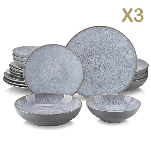 MALACASA Karst Embossed Stoneware Ceramic Tableware Set