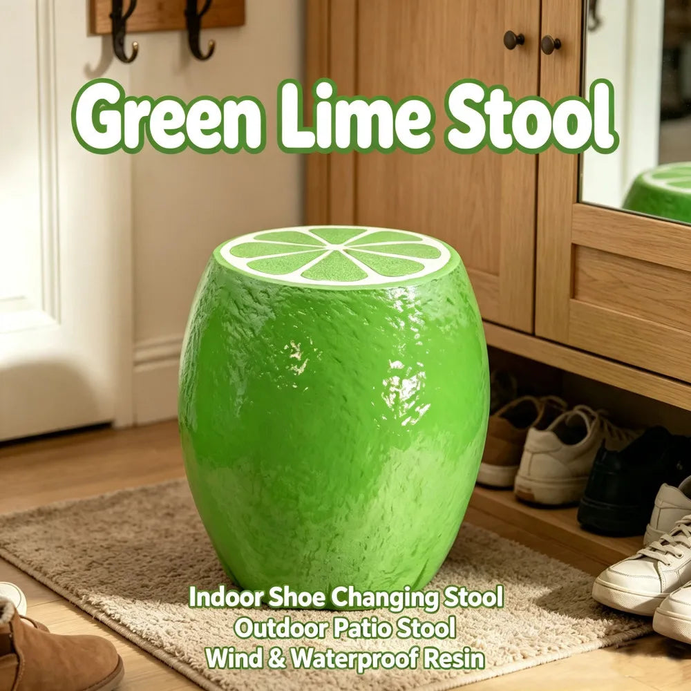 Novelty Lime Shaped Resin Stool Accent Table And Plant Stand