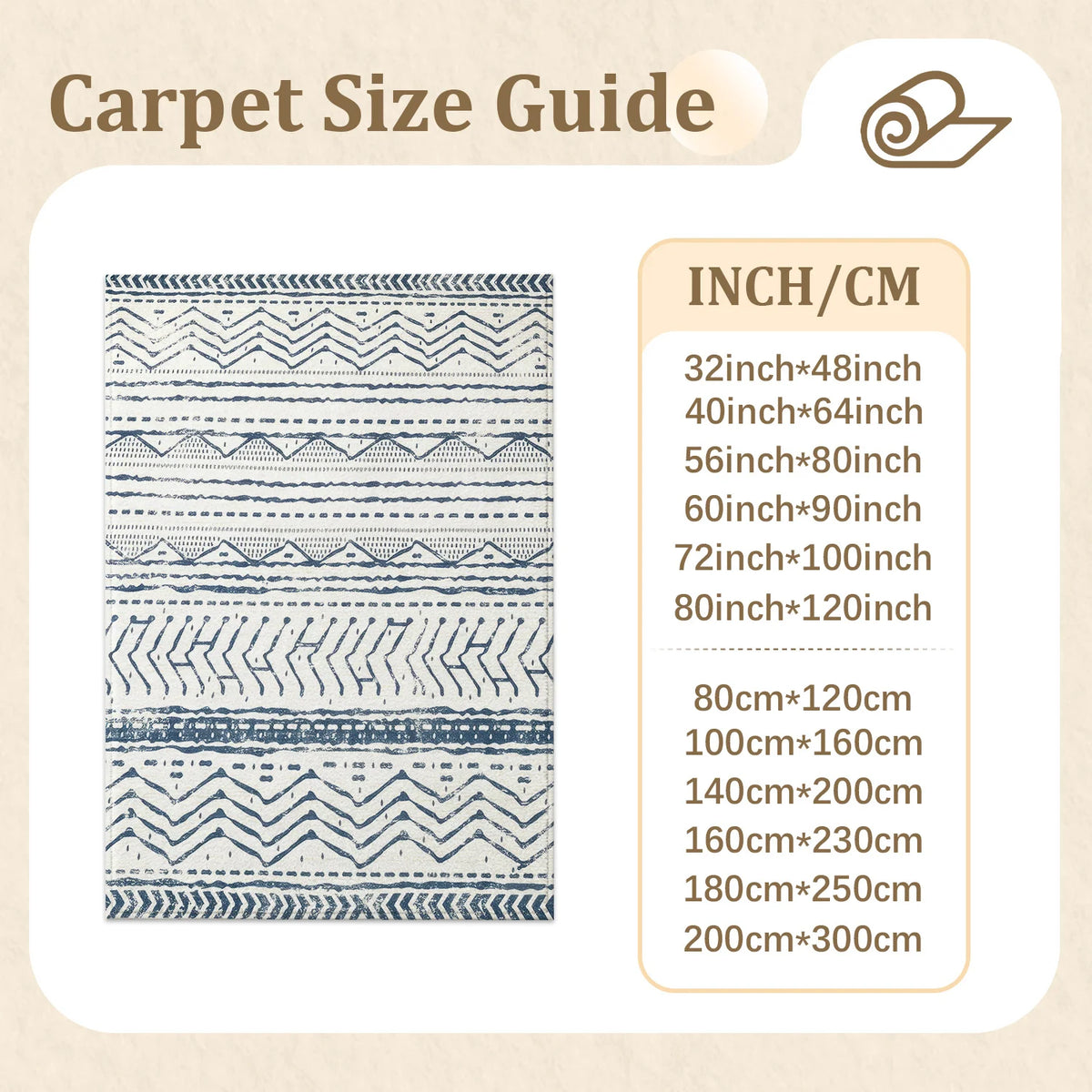 Washable Tribal Geometric Indoor Rug With Non Slip Backing