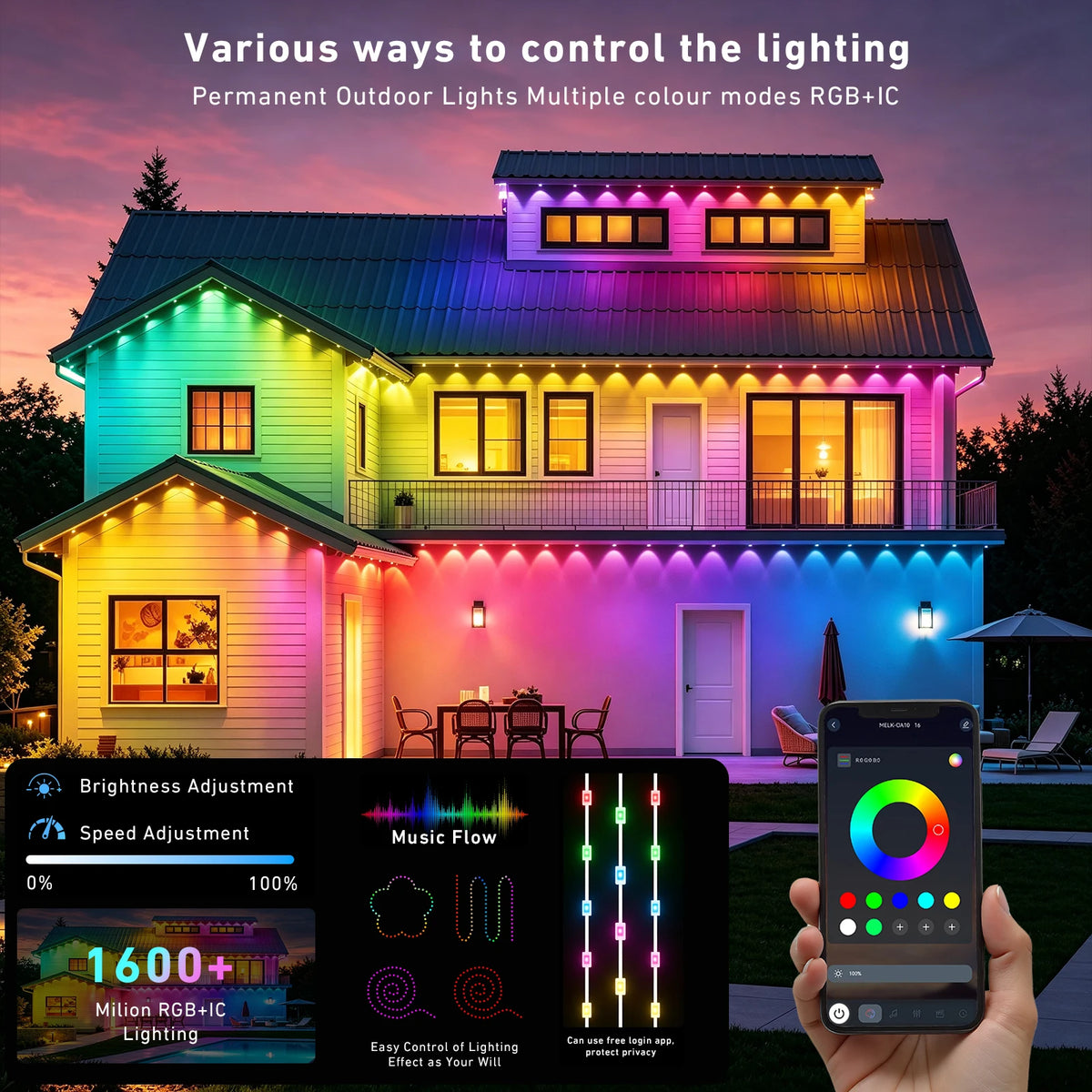 AILBTON Permanent Outdoor Smart Eaves Lights With Music Sync