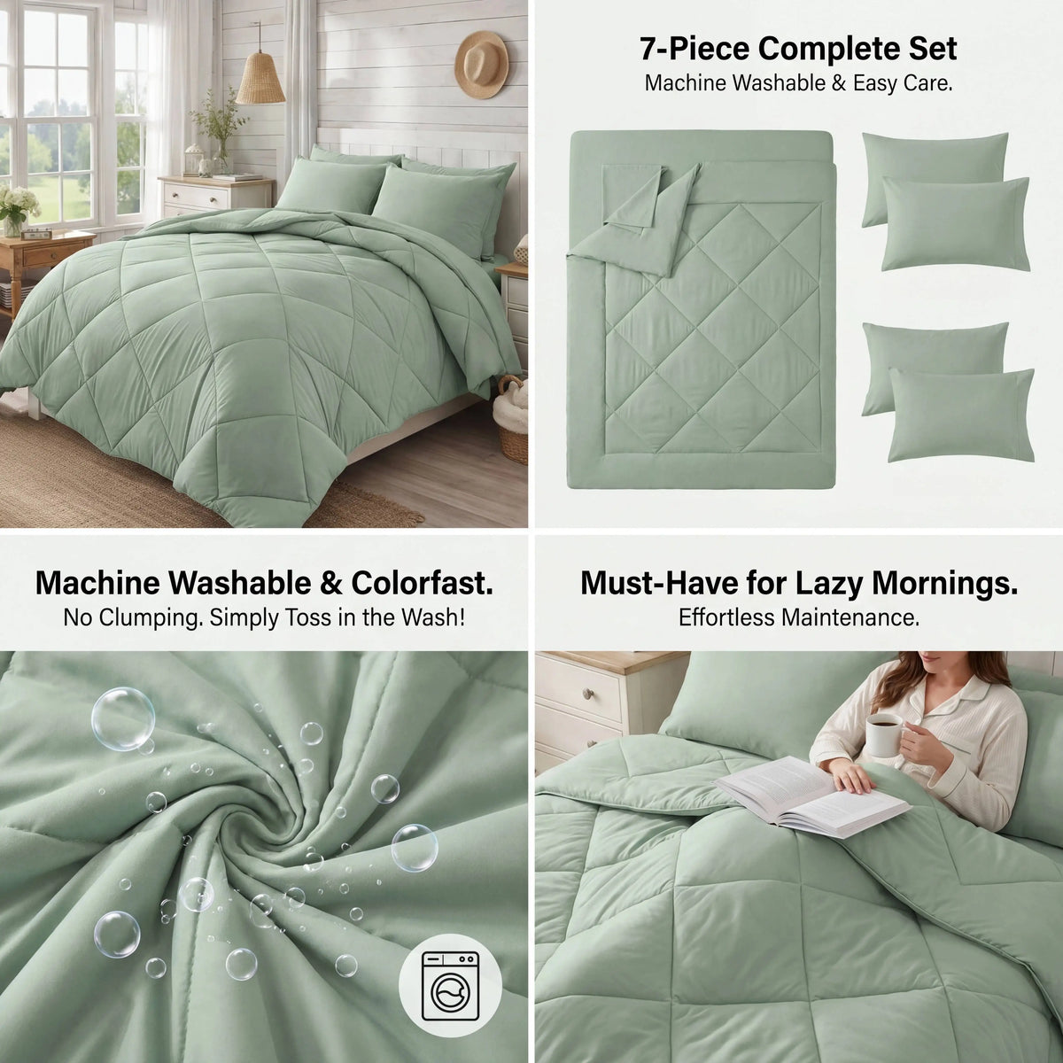 Reversible Microfiber Comforter Set With Soft All Season Bedding