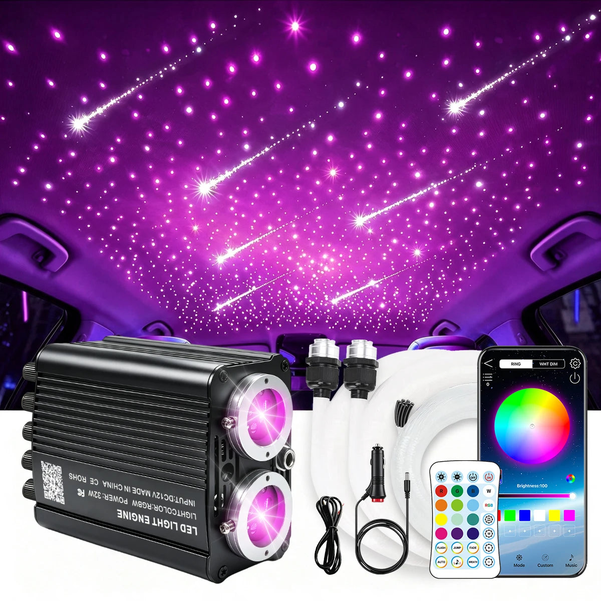 BRIVULGENT Fiber Optic Starlight Headliner Kit With Twinkle Effects