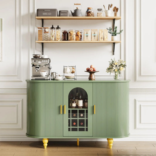 HiMISS Mid Century Buffet Cabinet With Wine Rack And Storage