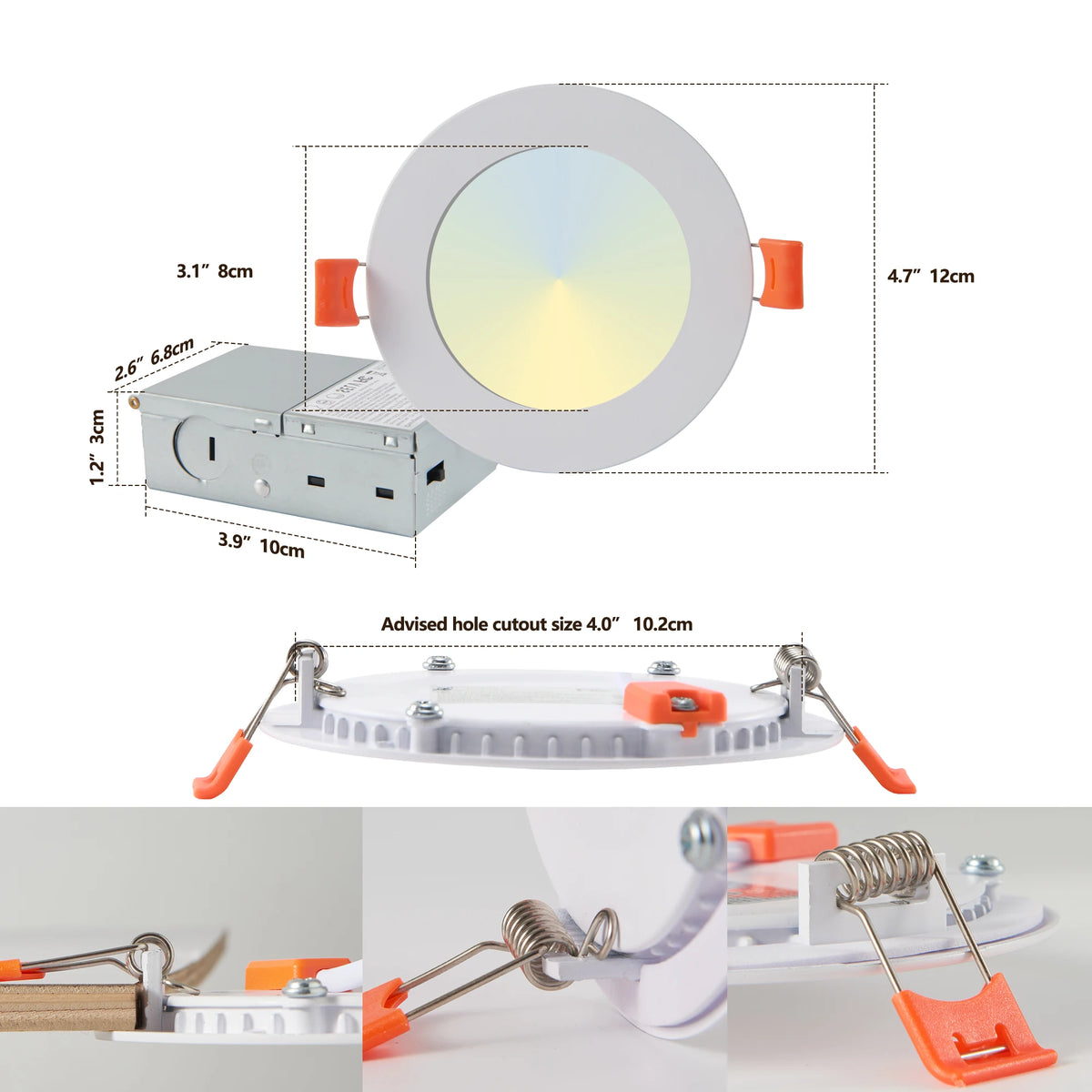 ARLGSITE Dimmable Recessed LED Ceiling Lights With Junction Box
