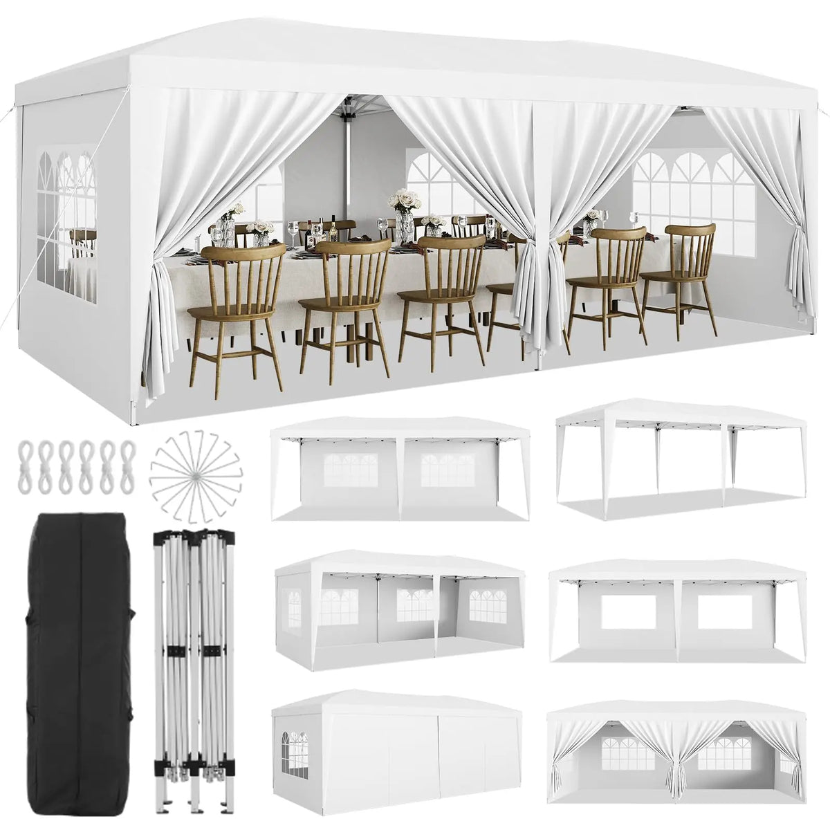 HiMISS Commercial Pop Up Canopy Tent With Six Removable Sidewalls