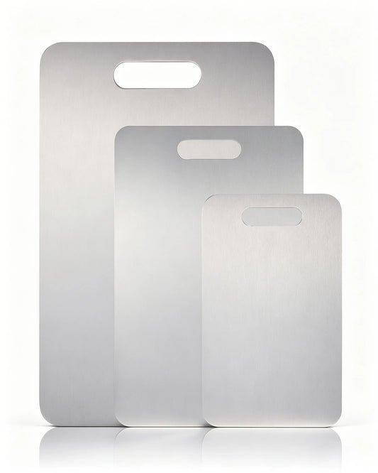3-Piece Titanium Cutting Board Set, 10"/13"/16" Metal Cutting Boards with Handles, Dishwasher Safe Chopping Boards for Meat, Fruit, Bread and Vegetables