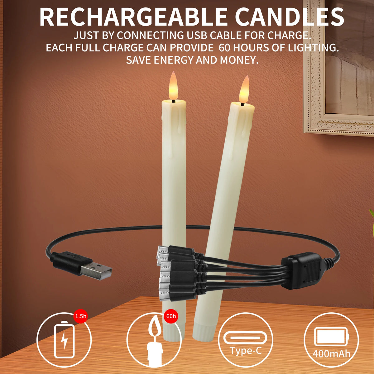 6 Pack Flameless Taper Candles With Remote Realistic Flickering Battery Operated Candlesticks Ivory LED Plastic Candle Safe for Weddings Table Decor Christmas and Halloween