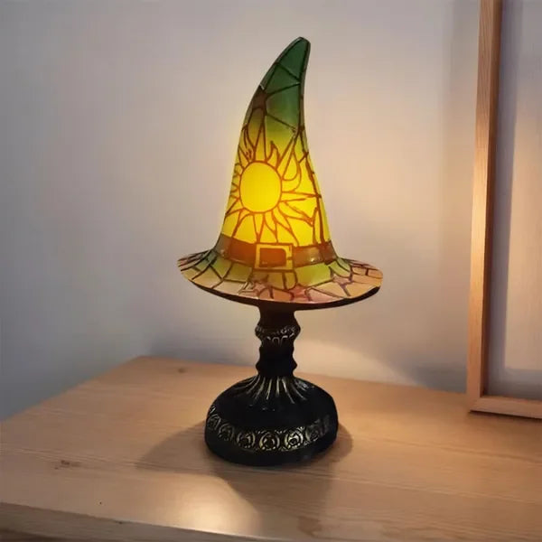 Witch Hat Resin Lamp Gothic Halloween Table Decor Night Light