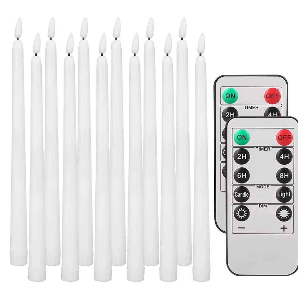 LED Flameless Taper Candles With Flickering Light And Remote Control