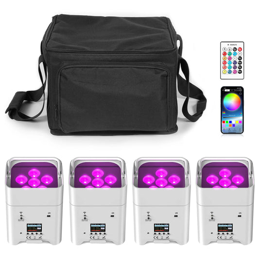 U'King Rechargeable RGBWA UV LED Par Stage Lighting Kit