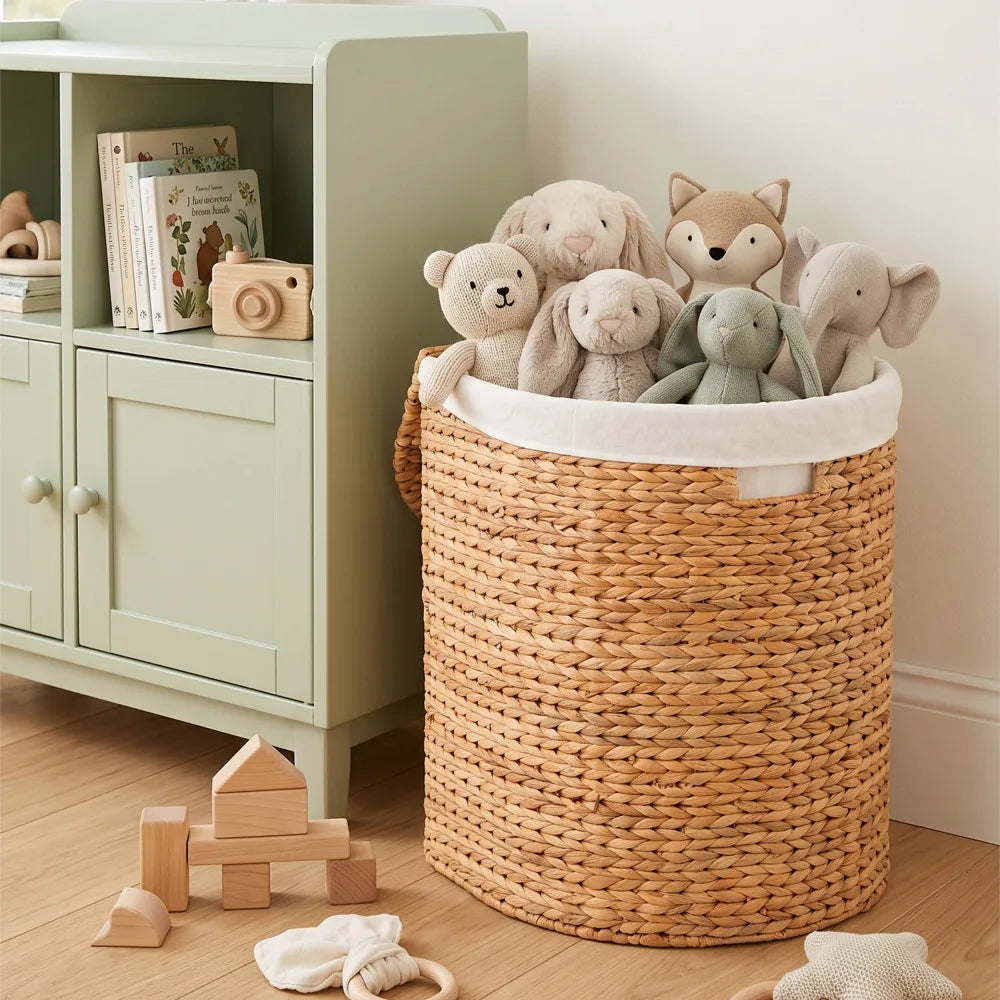 Water Hyacinth Woven Oval Laundry Hamper Storage Basket