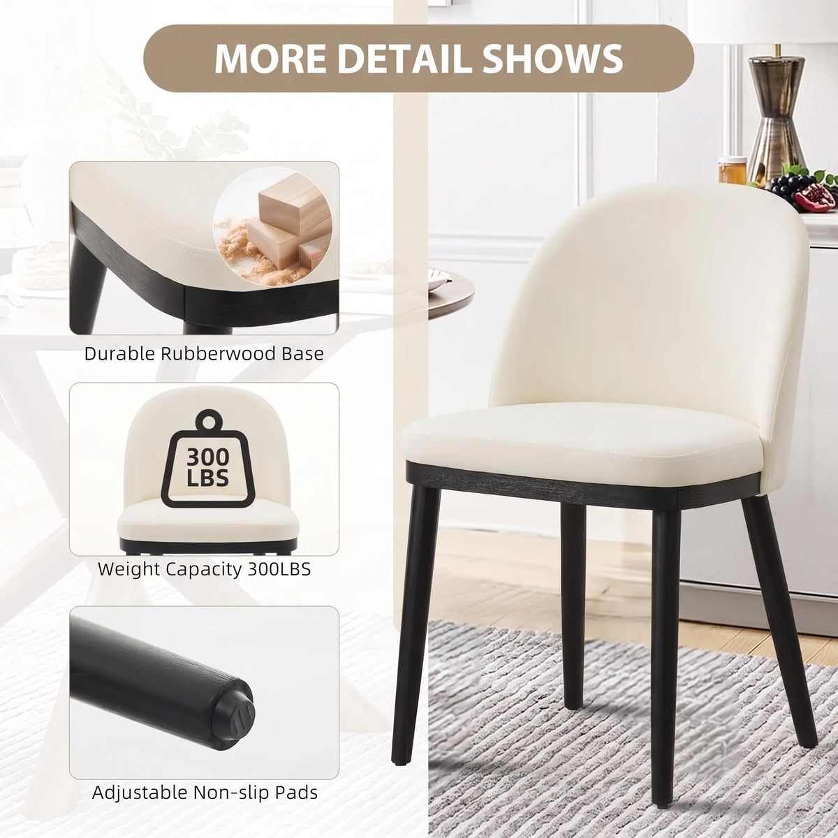 Modern Wooden Dining Chairs With Upholstered Seats And Reinforced Frames