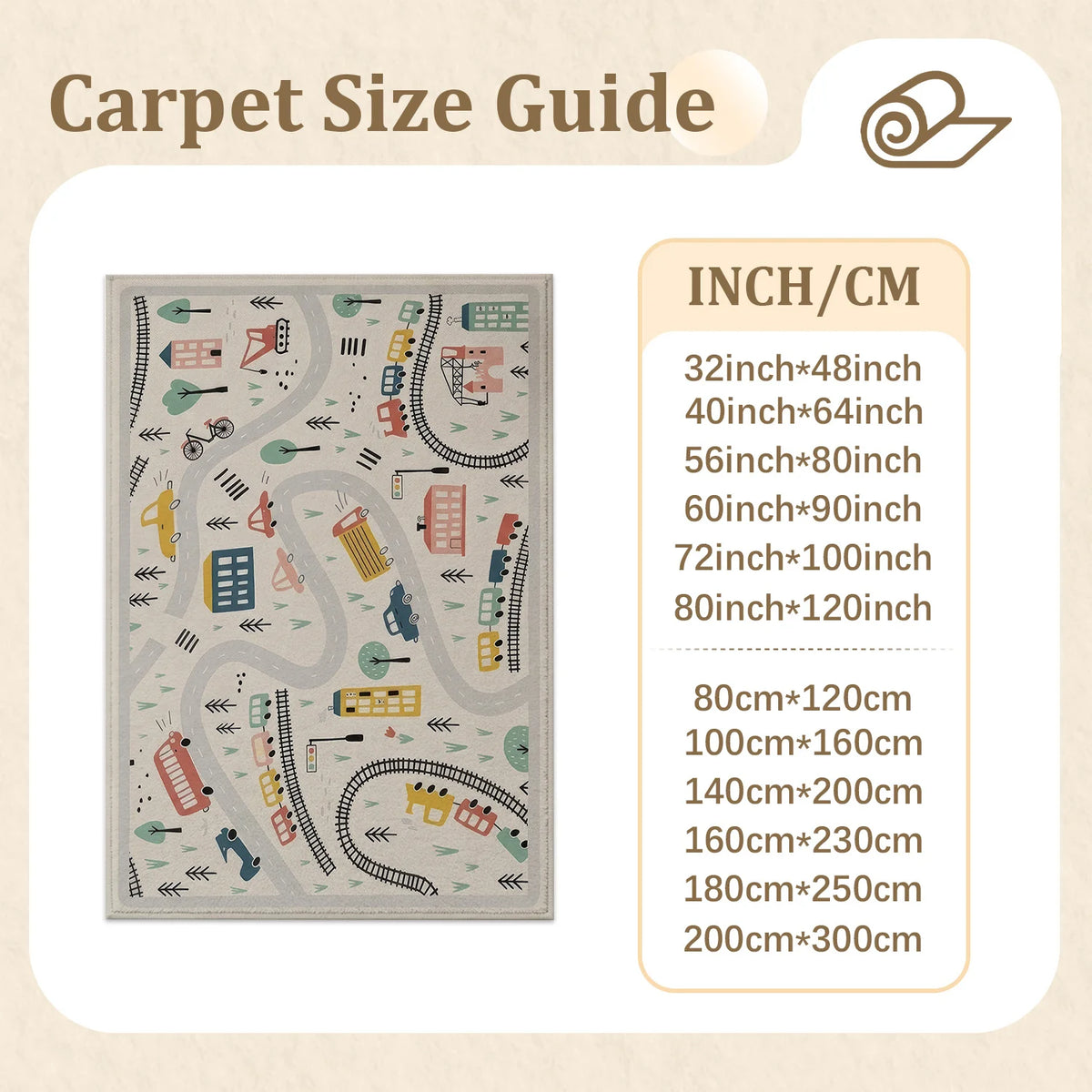 Soft Washable Kids Playroom Rug With City Road Map Design