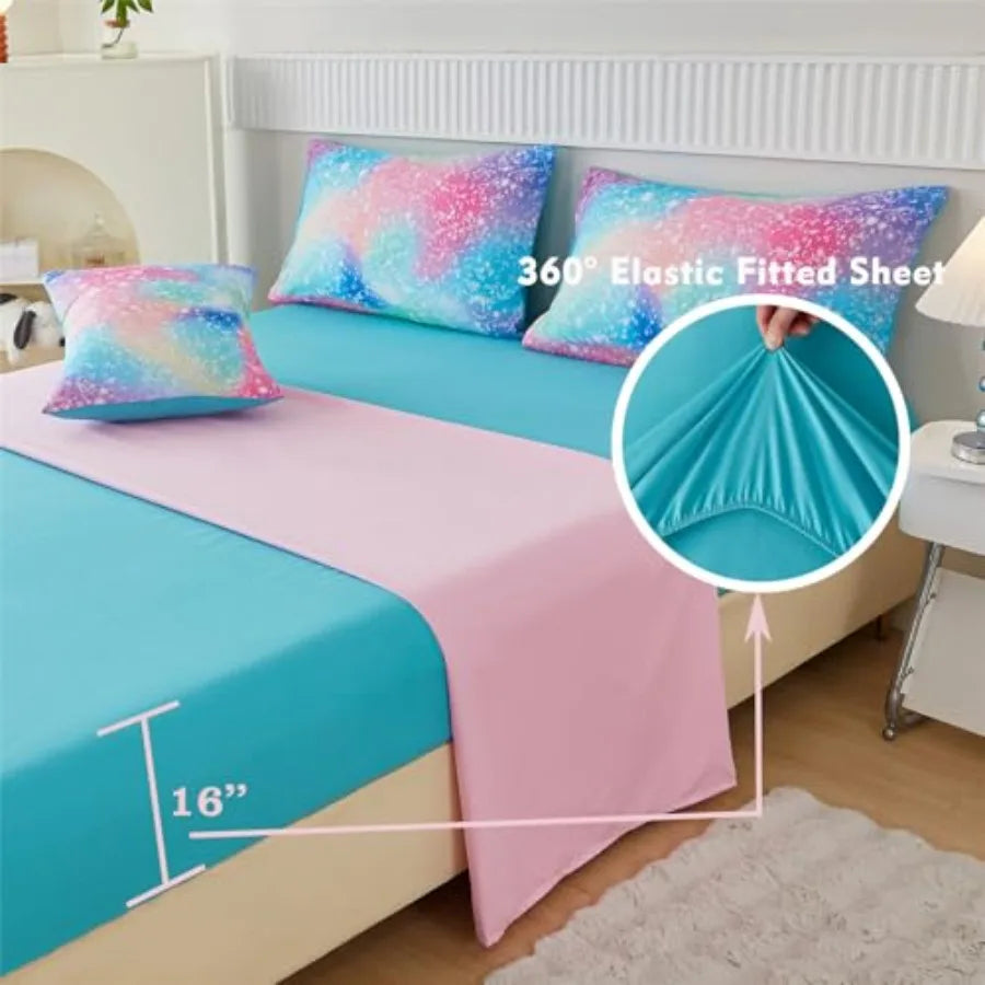 Girls Galaxy Glitter Comforter Set With Coordinated Bedding Accessories