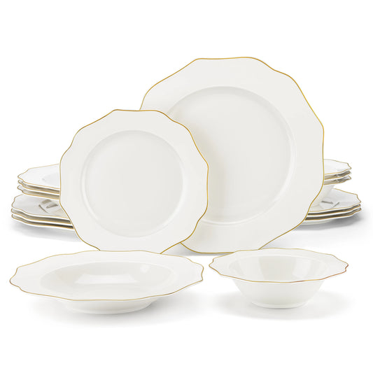 MALACASA Nordic Porcelain Tableware Set With Dinner Soup Dessert Plates