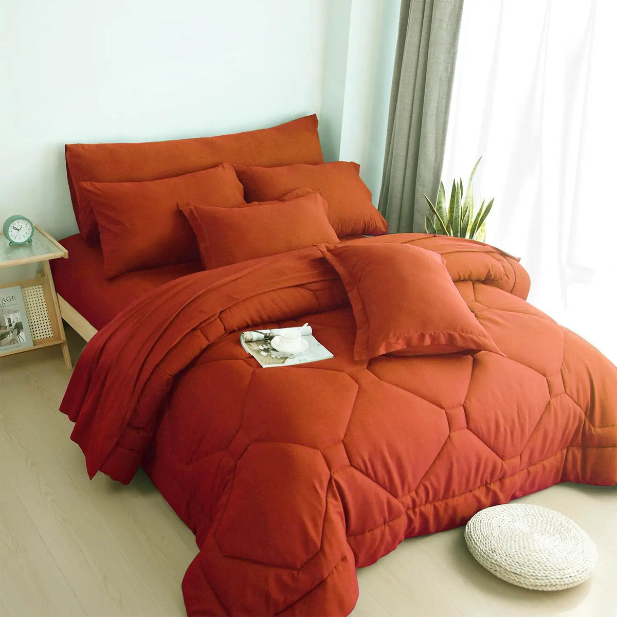 Modern Microfiber Comforter Set With Sheets Complete Bedding Set